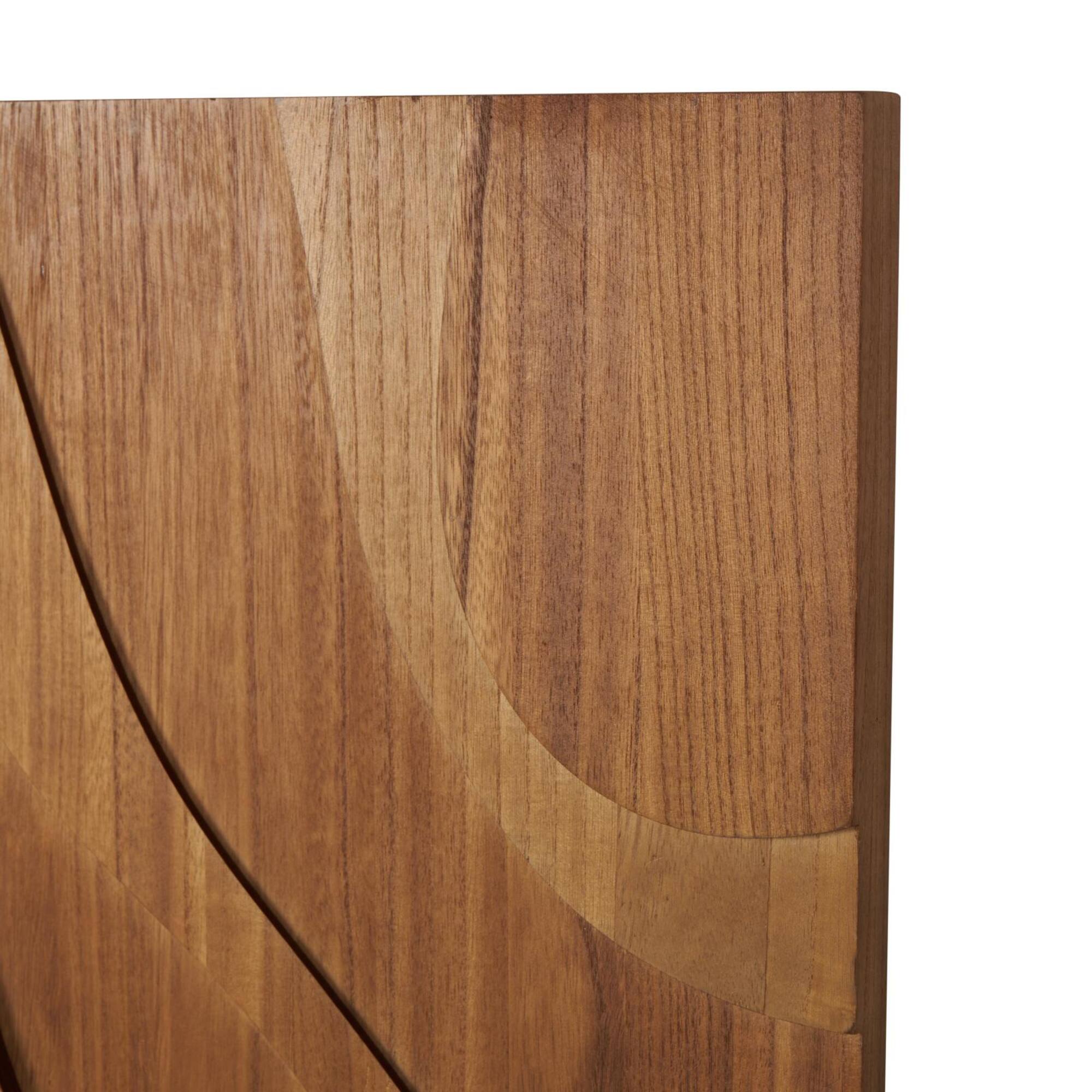 Brown Wooden Abstract Wavy Carved Wall Décor Set
